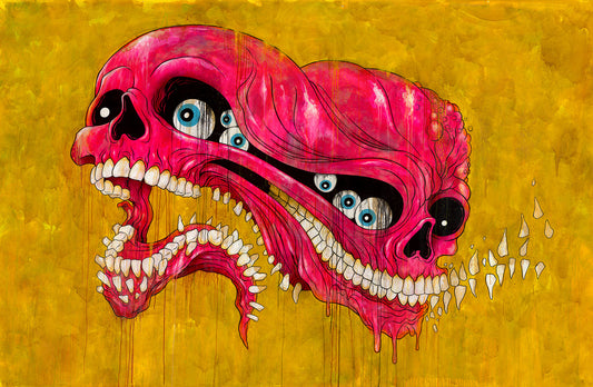 Original Artwork by Alex Pardee titled Alex Pardee - "Double Skull"