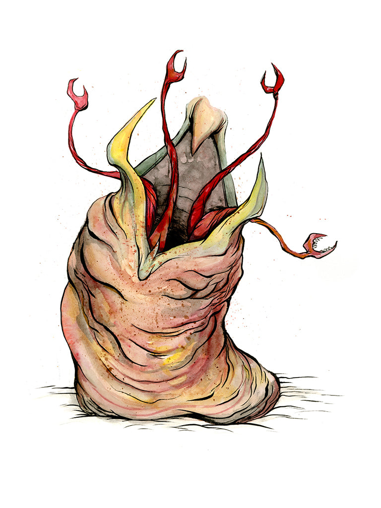 Original Artwork by Alex Pardee titled Alex Pardee - "Graboid (Tremors)"