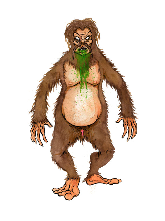 Original Artwork by Alex Pardee titled Alex Pardee - "Alpha (Sasquatch Sunset)"