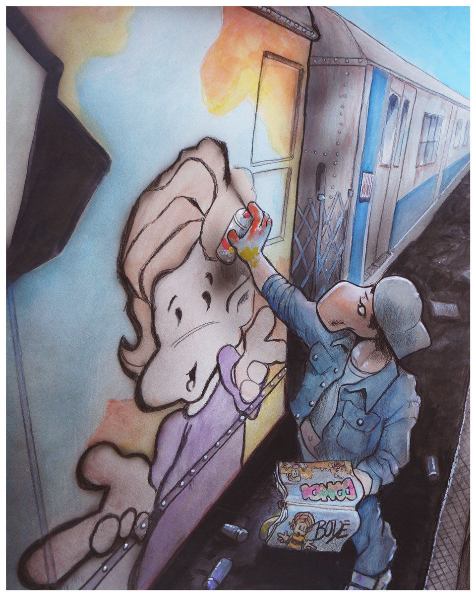 Print by Mark Bode titled Mark Bode - "Dondi" print