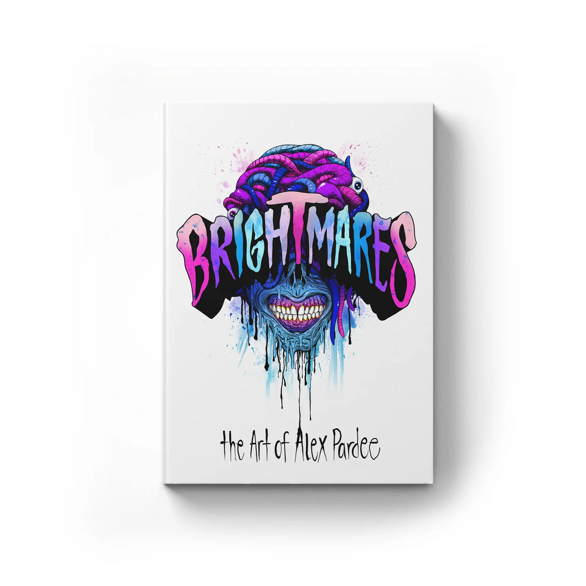 Canvas print with 'Brightmares' artwork and 'The Art of Alex Pardee' text on a white background