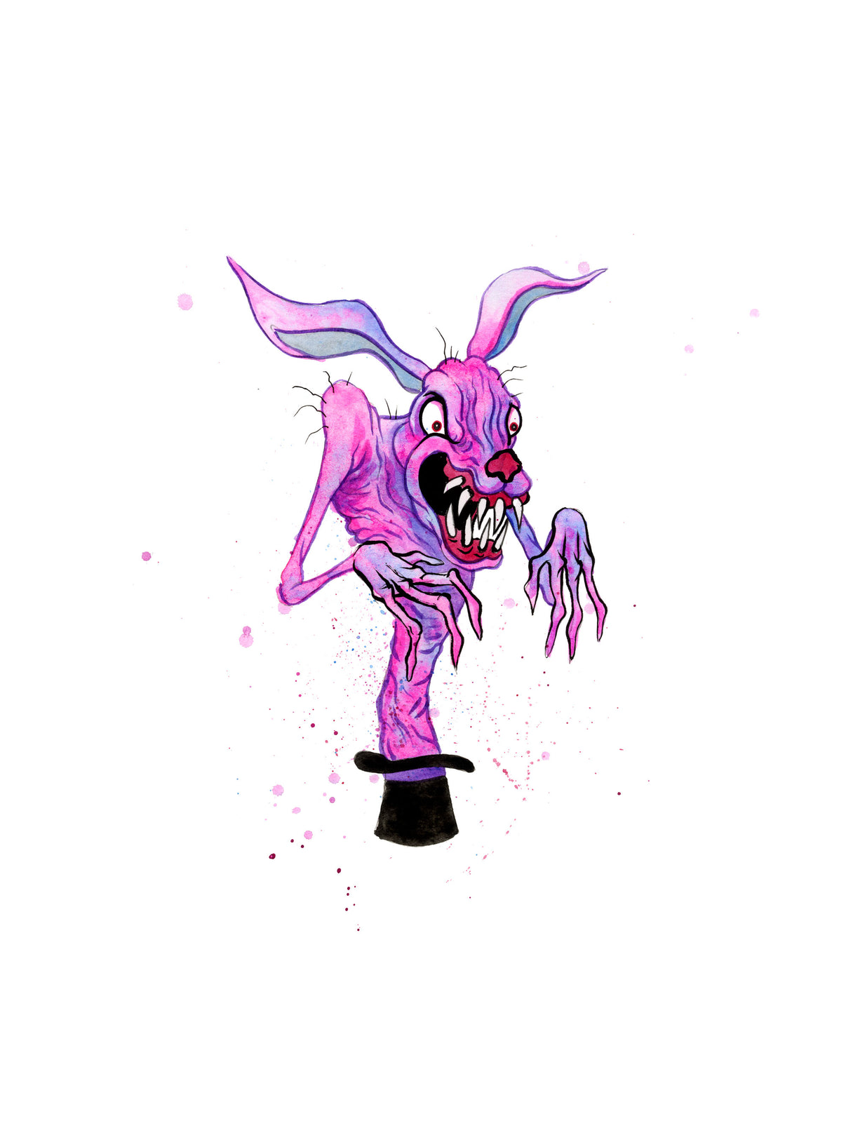 Original Artwork by Alex Pardee titled Alex Pardee - "Hat Rabbit (Twilight Zone the Movie)"