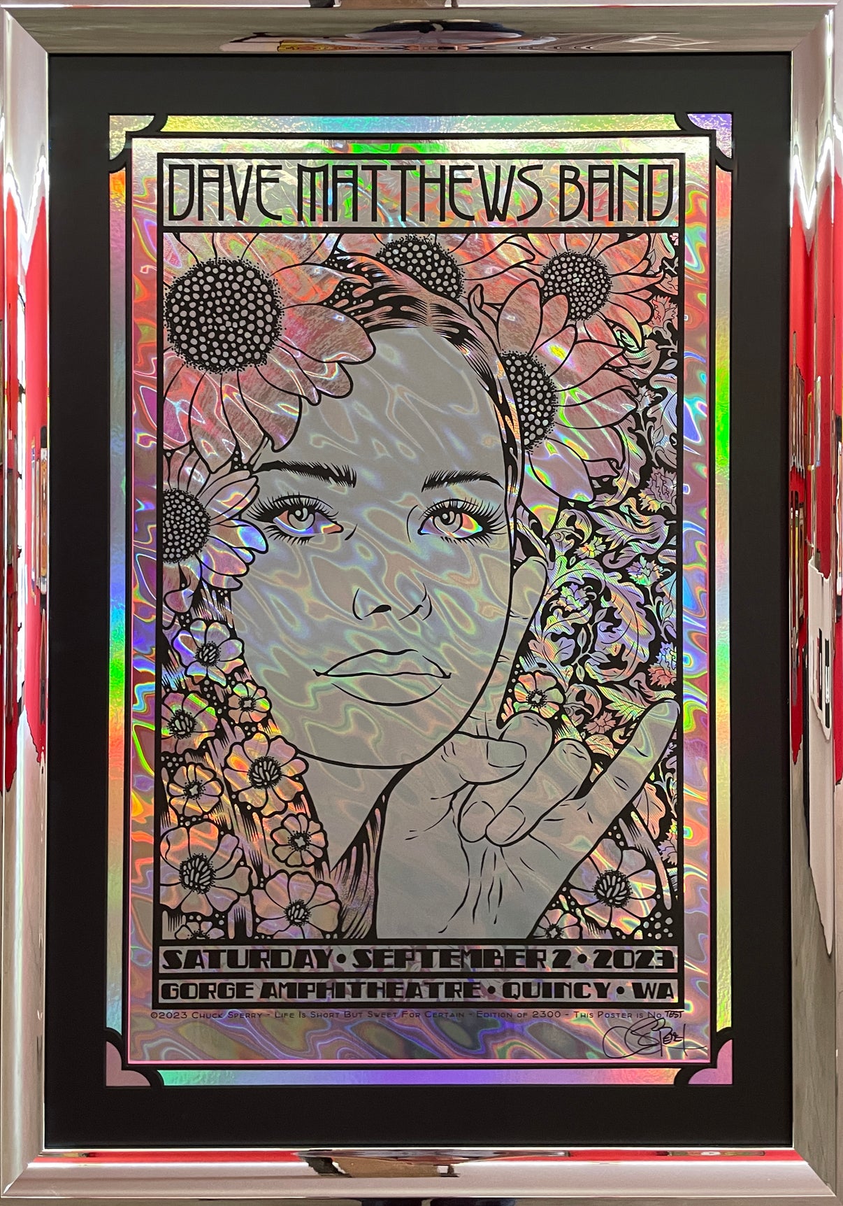 by Chuck Sperry titled Chuck Sperry - "Dave Matthews, “Bacchante" Foil Test Print (Framed)