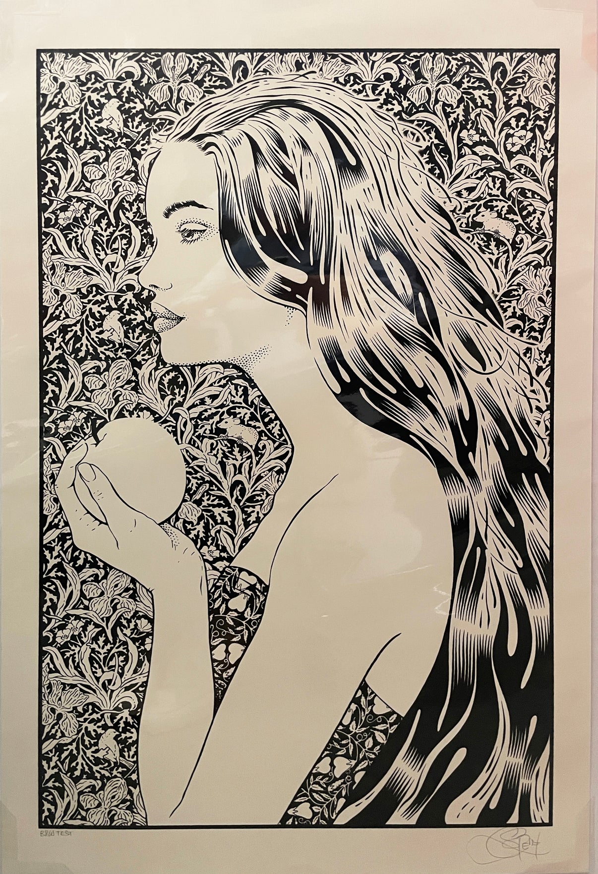 by Chuck Sperry titled Chuck Sperry - "Sister (Green)" (B&W Test Print)