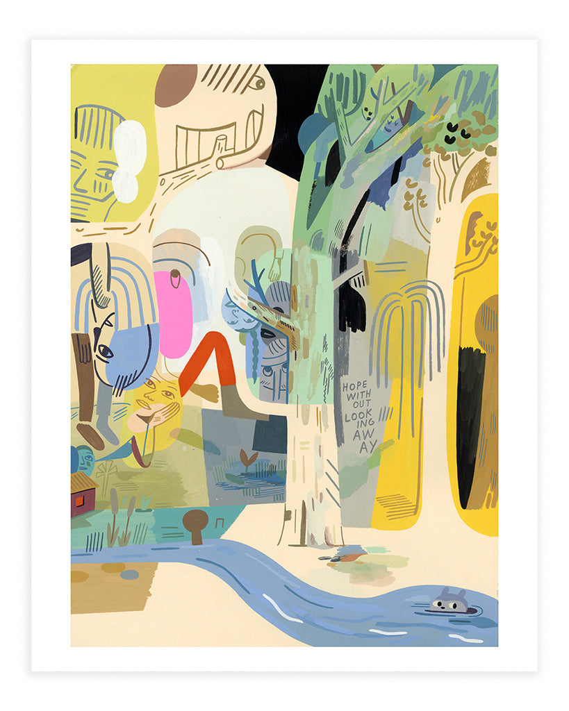 Image of a print by artist Jason Jägel of his original artwork titled "Even Simultaneity is a Flickering"