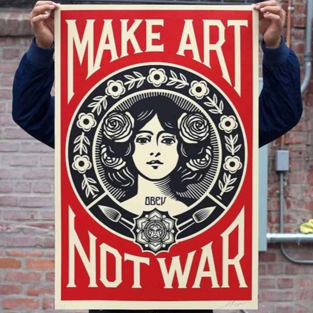 Print by Shepard Fairey titled Shepard Fairey: "MAKE ART NOT WAR" Offset Lithograph