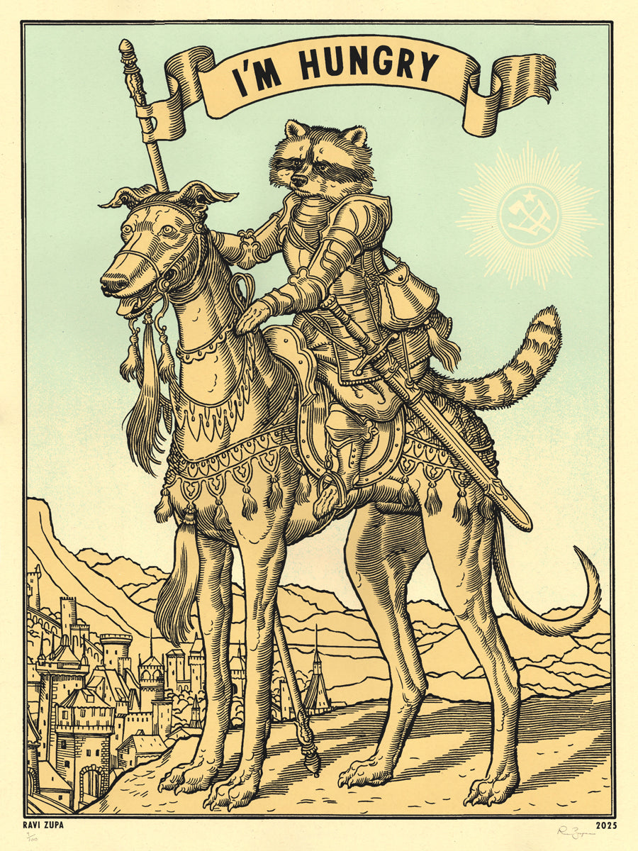 Print by Ravi Zupa titled Ravi Zupa - "I'm Hungry" print