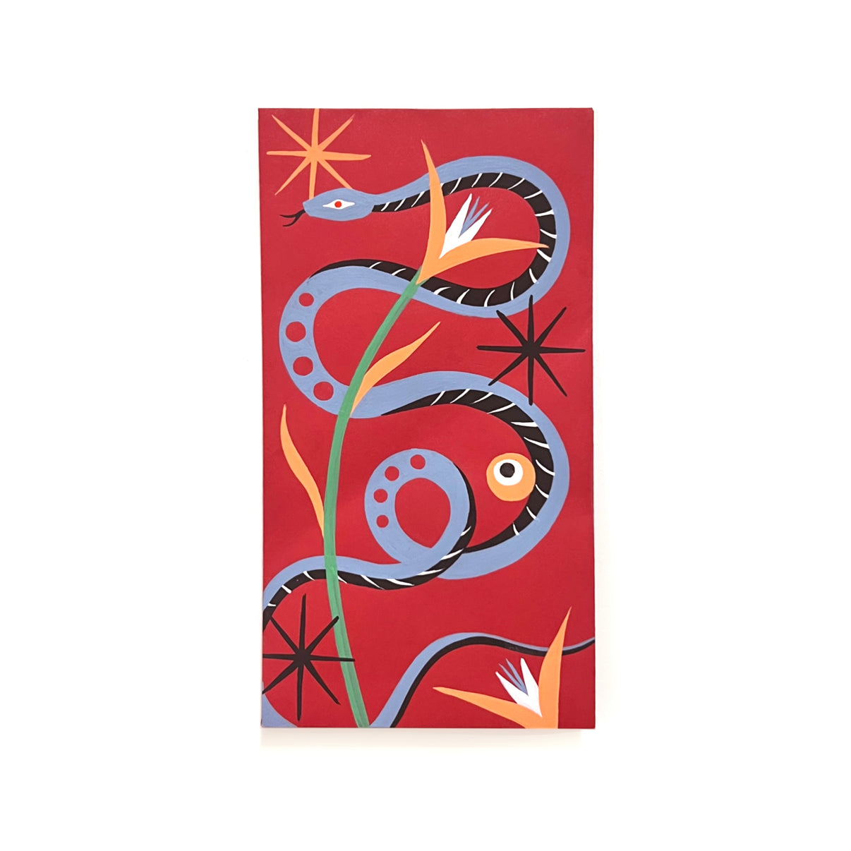 Original Artwork by Stevie Shao titled Stevie Shao - "Blue Snake with Wild Roses"