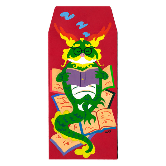 Original Artwork by Lily Qian titled Lily Qian - "Dragon's New Year Resolution: 1) Read more books"