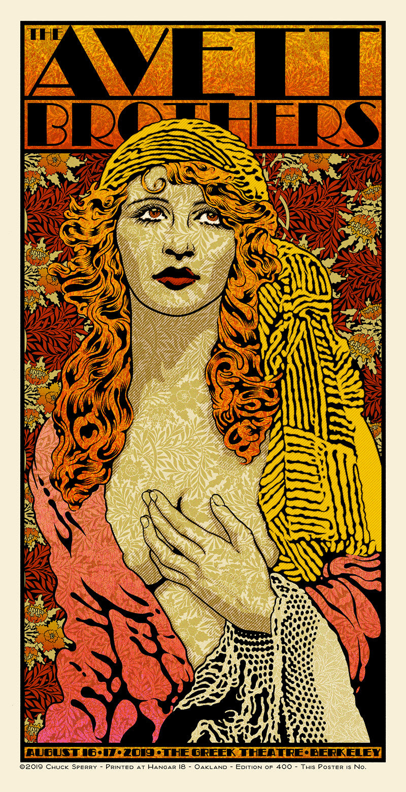 by Chuck Sperry titled Chuck Sperry - "Avett Brothers, Greek 2019"