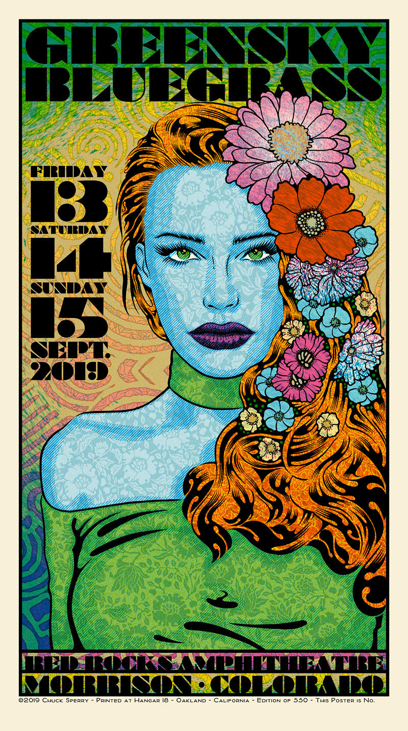 by Chuck Sperry titled Chuck Sperry - "Greensky Bluegrass, Red Rocks 2019" Print