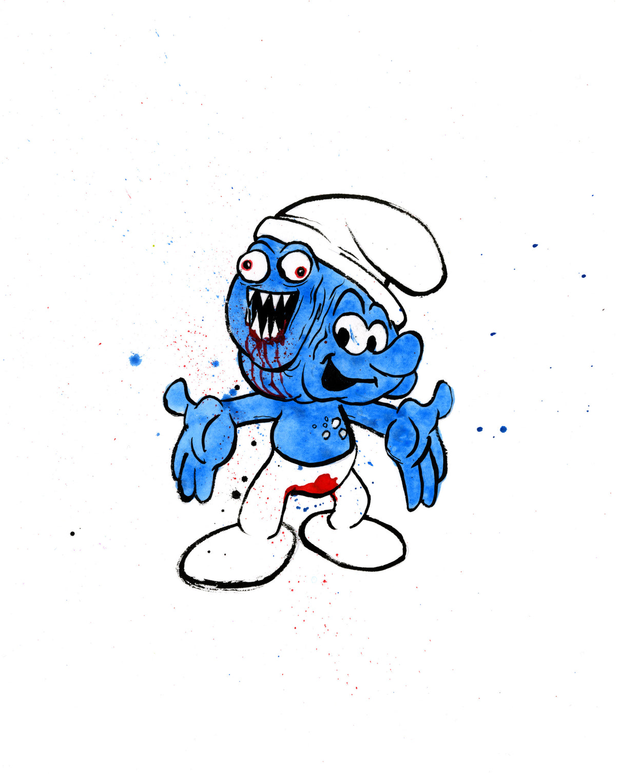 by Alex Pardee titled Alex Pardee - "No-Longer Smurf #17"