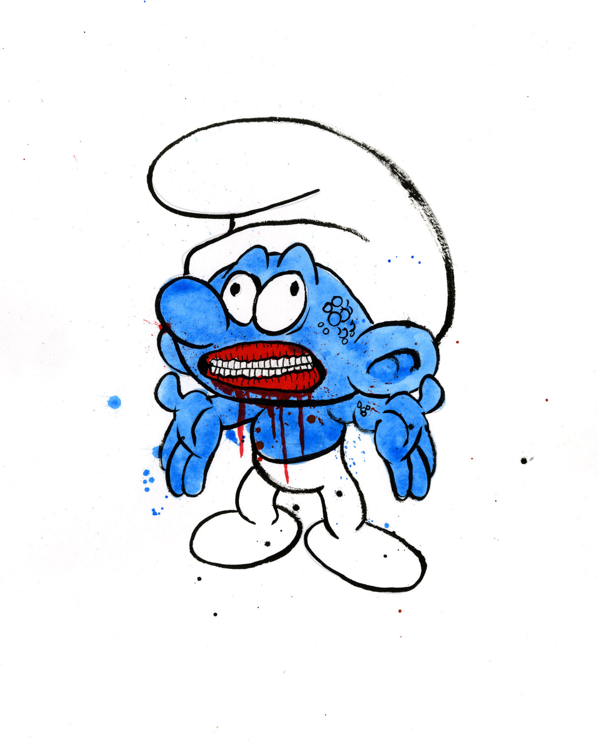 by Alex Pardee titled Alex Pardee - "No-Longer Smurf #18"