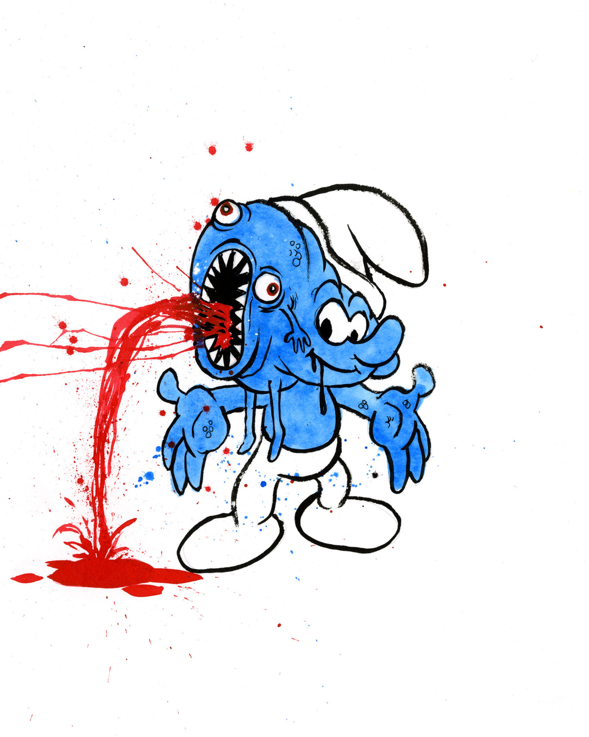 by Alex Pardee titled Alex Pardee - "No-Longer Smurf #22"
