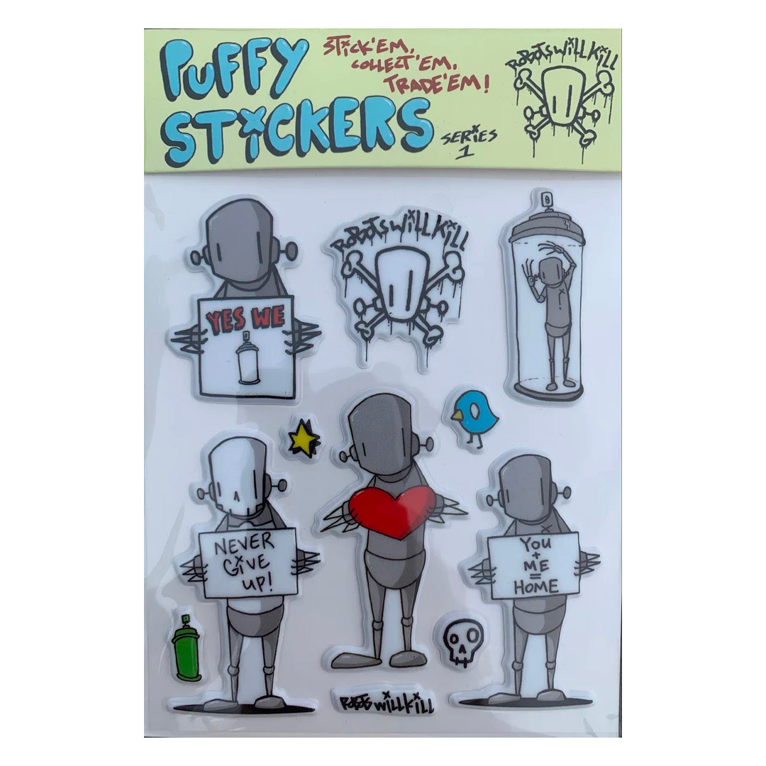 Sticker Set by ChrisRWK titled ChrisRWK - "Robots Will Kill" Puffy Sticker Set