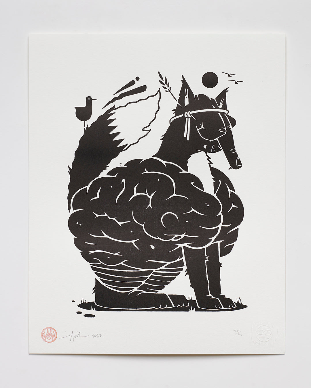  by Jeremy Fish titled Jeremy Fish - "Crafting Foxy Thoughts" Print
